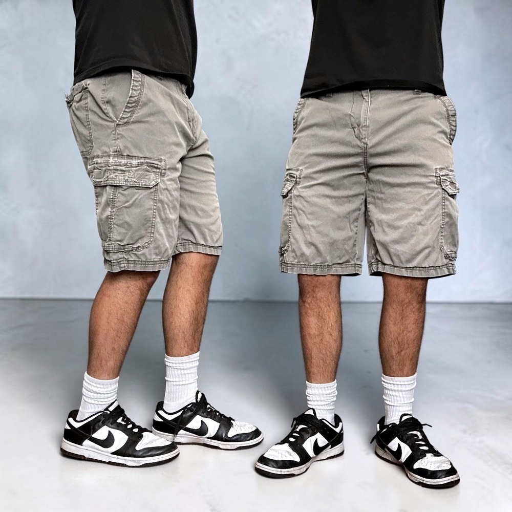 Unionbay Men Cargo Shorts Gray Olive Skater Y2K 90s Size 34